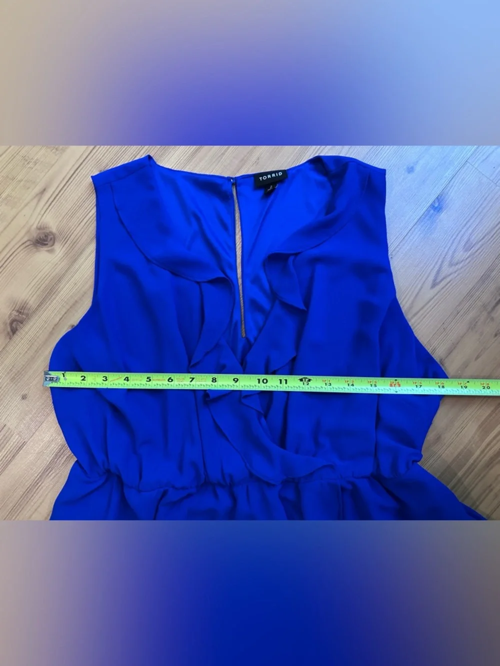 torrid Royal Blue Chiffon Ruffle Wrap Midi Dress - Picture 4 of 7